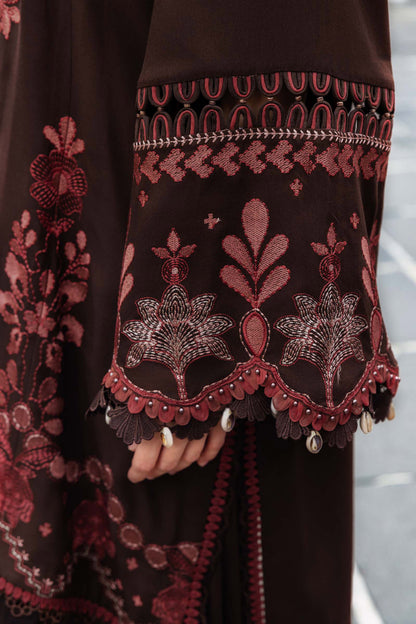 3 Piece Unstitched Fully Embroidered Dhanak Dress With Printed Blended Shawl