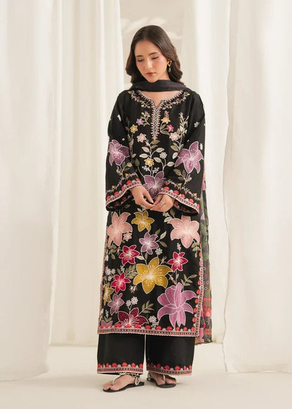 Unstitched 3 Piece Fully Embroridered Dhanak Dress With Printed Blended Shawl