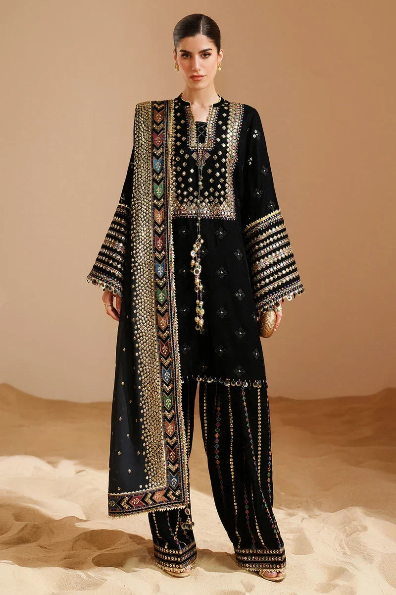 Luxury Velvet Unstitched 3 Picec Dress - With Embroidered Chiffon Dupatta