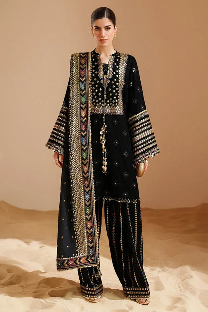 Luxury Velvet Unstitched 3 Picec Dress - With Embroidered Chiffon Dupatta