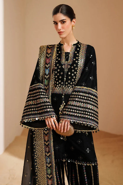 Luxury Velvet Unstitched 3 Picec Dress - With Embroidered Chiffon Dupatta