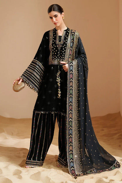 Luxury Velvet Unstitched 3 Picec Dress - With Embroidered Chiffon Dupatta