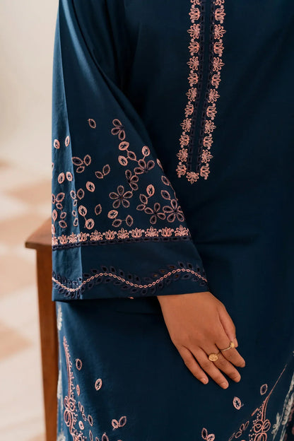 3 Piece Unstitched Fully Embroidered Dhanak Dress With Chicken Kari Embroidery Dupatta