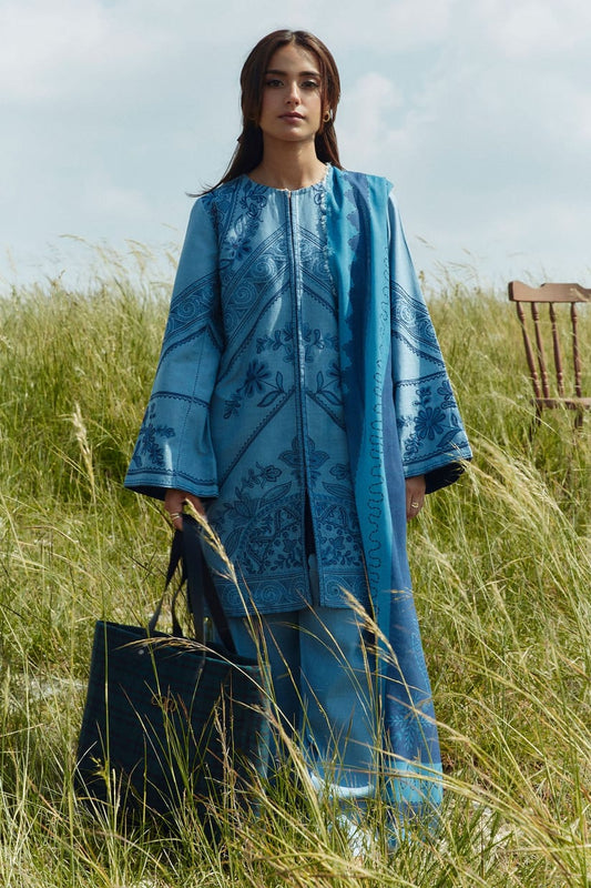 Unstitched 3 Piece Fully Embroidered Lawn Suit With Printed Polly Lawn Dupatta