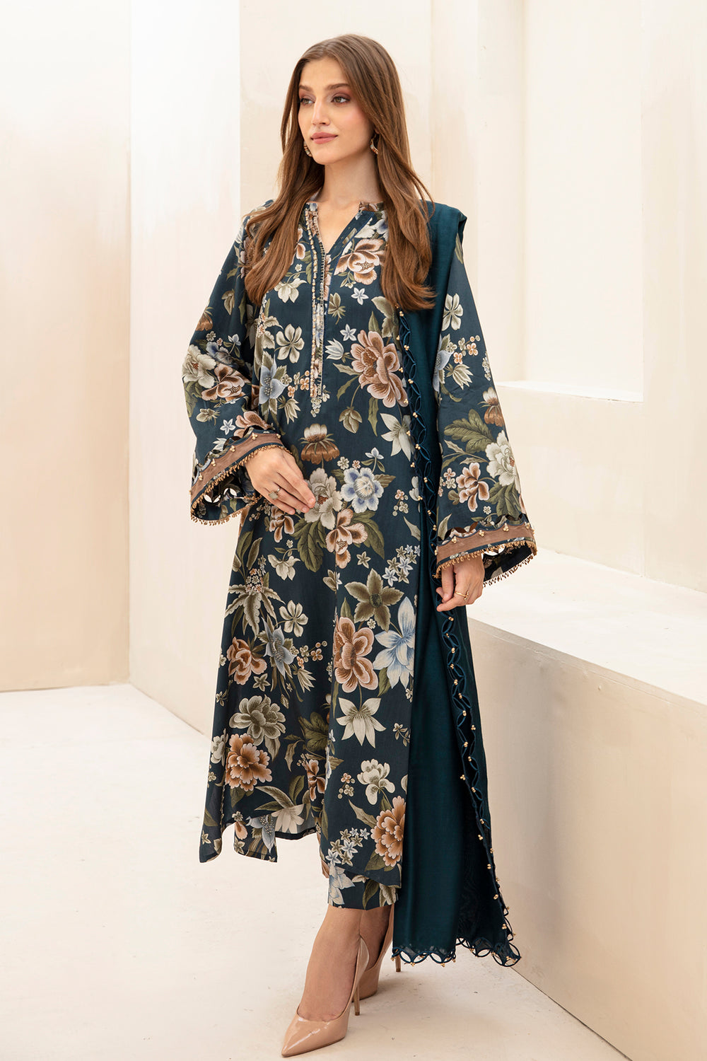 unstitched khaddar suit by Motif