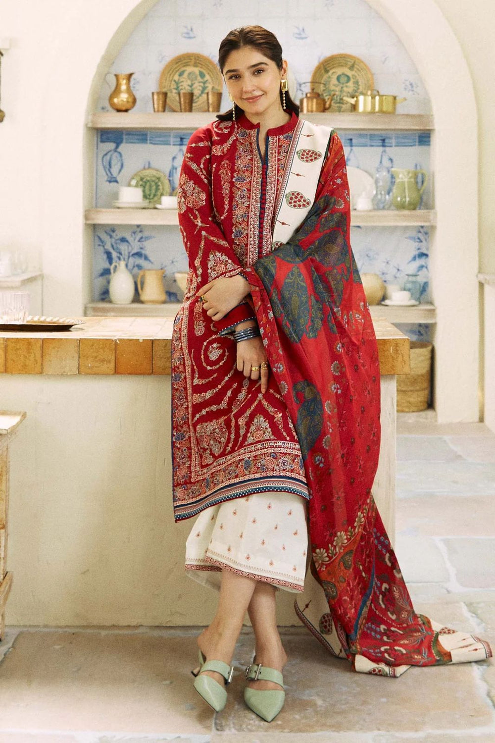 3 PC unstitched embroidered suit by Motif