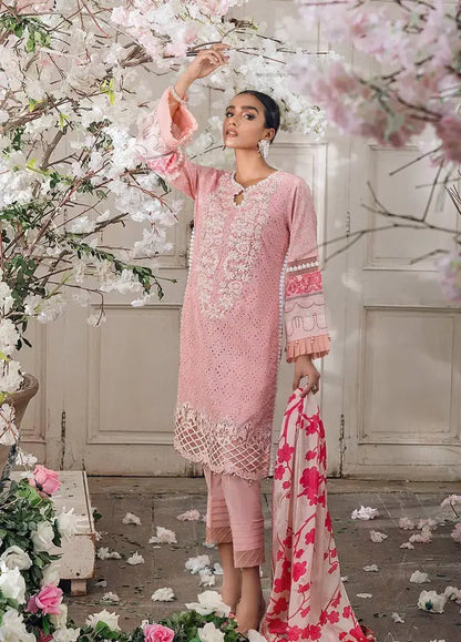 3 Piece Unstitched Heavy Embroidered Chickan Kari Lawn Suit ( Printed Silk Dupatta ) - Motif