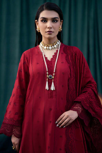 3 Piece Unstitched Heavy Embroidered Chickan Kari Lawn Suit ( Fully Embroidered Chickan Kari Lawn Dupatta ) - Motif
