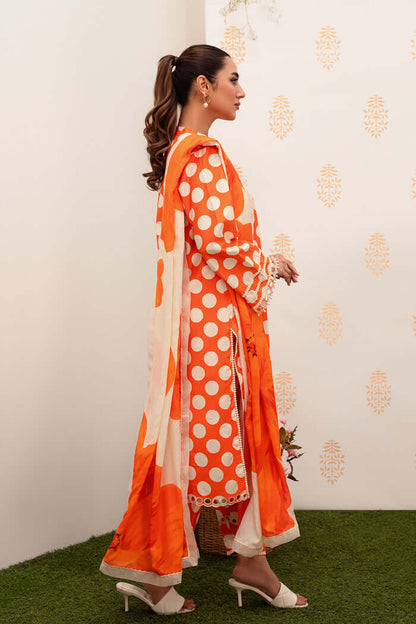 3 Piece Unstitched Digital Printed Lawn Suit ( Fine Printed Silk Dupatta ) - Motif