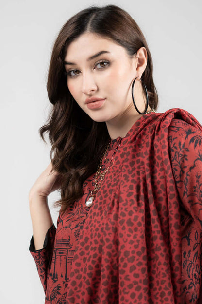 3 Piece Unstitched Digital Printed Lawn Suit ( Fine Printed Silk Dupatta ) - Motif