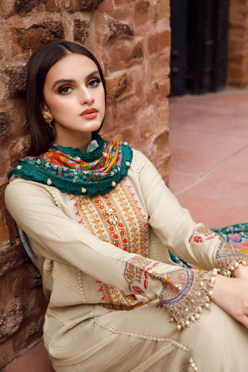 3 pc dhanak unstitched suit by motif