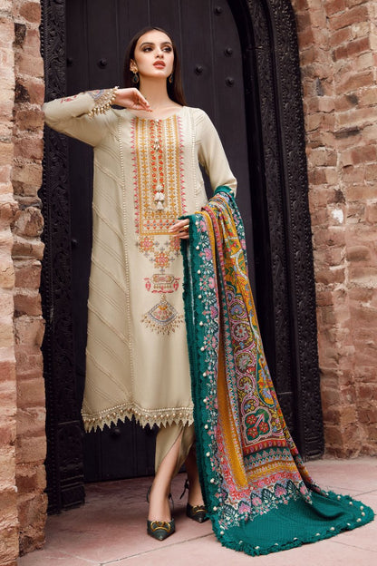 3 pc dhanak unstitched suit by motif