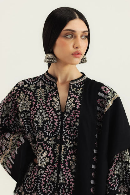 3 Piece Unstitched Fully Embroidered Dhanak Dress With Embroidered Dhanak Shawl