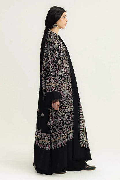 3 Piece Unstitched Fully Embroidered Dhanak Dress With Embroidered Dhanak Shawl