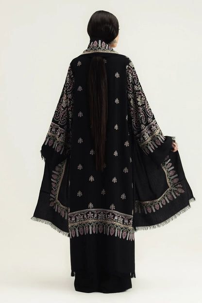 3 Piece Unstitched Fully Embroidered Dhanak Dress With Embroidered Dhanak Shawl