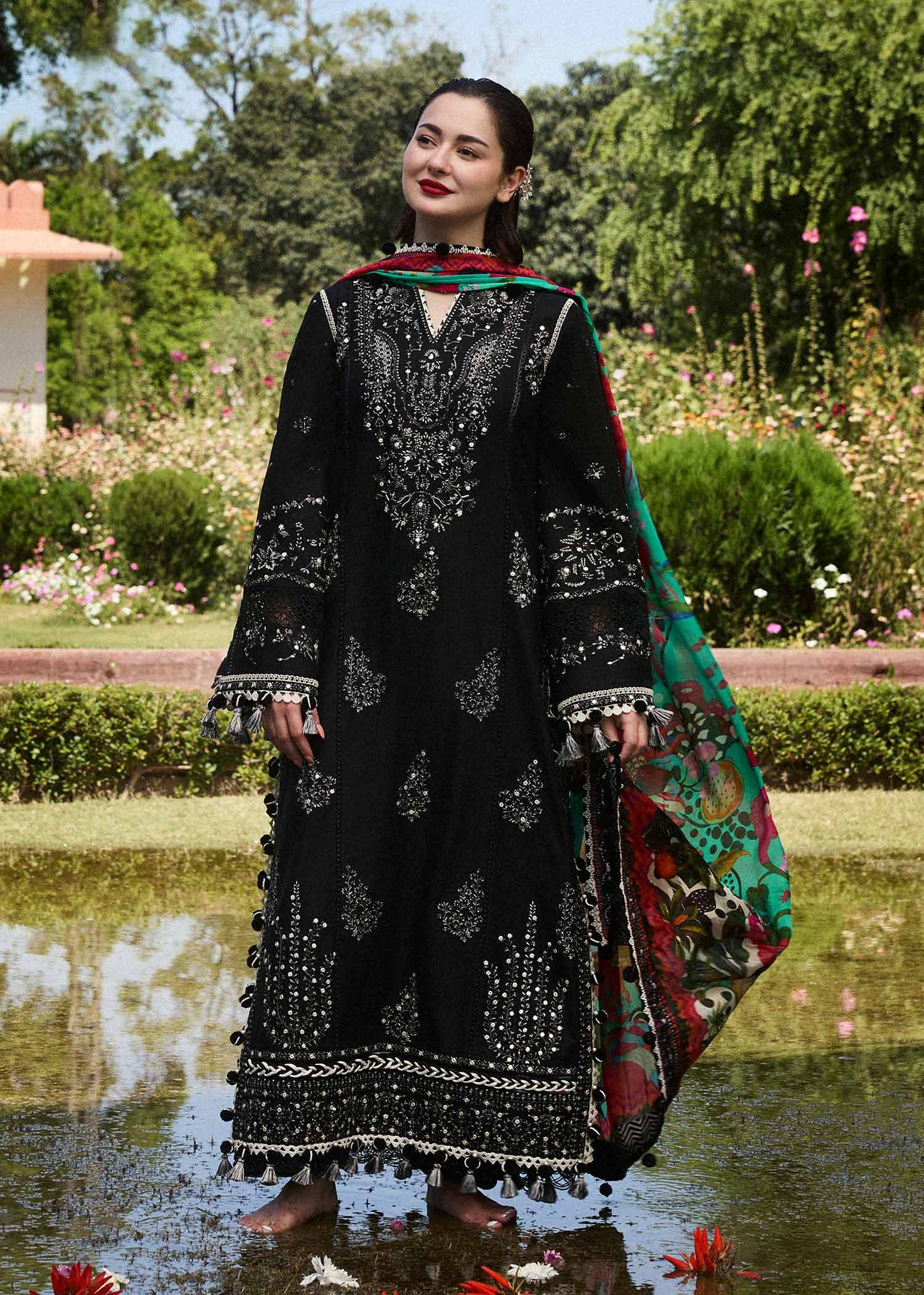 Dhanak Stuff 3 PEC Fully Embroided Dress With Printed Wool Shawl - Motif