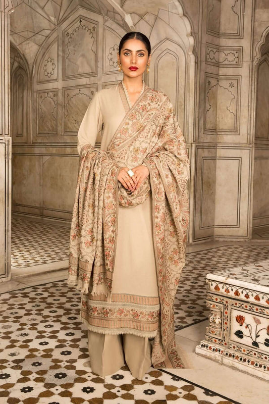 3 Piece Unstitched Heavy Embroidered Dhanak Suit (Fully Embroidered Dhanak Shawl) - Motif