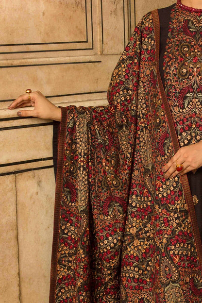 3 Piece Unstitched Heavy Embroidered Dhanak Suit (Fully Embroidered Dhanak Shawl) - Motif