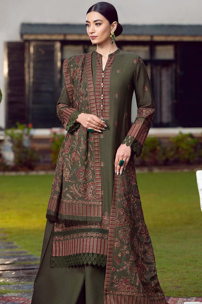 3 Piece Unstiched Heavy Embroidered Dhanak Suit ( Embroidered Dhanak Shawl) - Motif