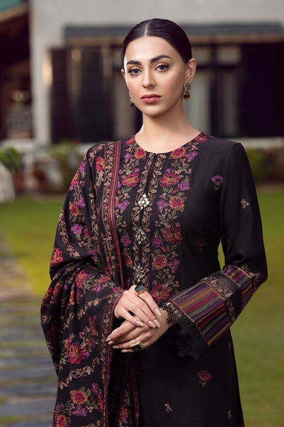 3 Piece Unstitched Heavy Embroidered Dhanak Suit (Embroidered Dhanak Shawl) - Motif