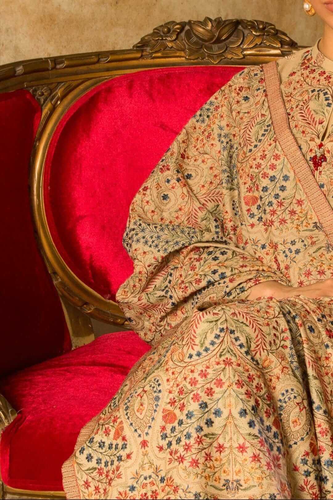 3 Piece Unstitched Heavy Embroidered Dhanak Suit (Fully Embroidered Dhanak Shawl) - Motif