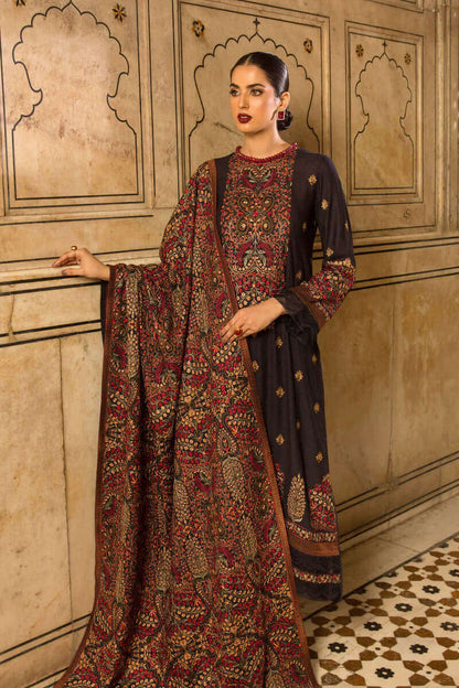 3 Piece Unstitched Heavy Embroidered Dhanak Suit (Fully Embroidered Dhanak Shawl) - Motif