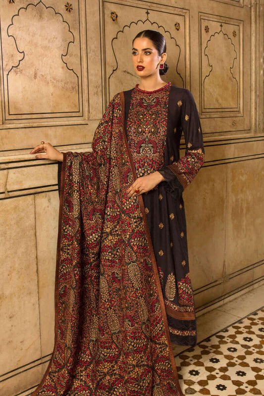 3 Piece Unstitched Heavy Embroidered Dhanak Suit (Fully Embroidered Dhanak Shawl) - Motif