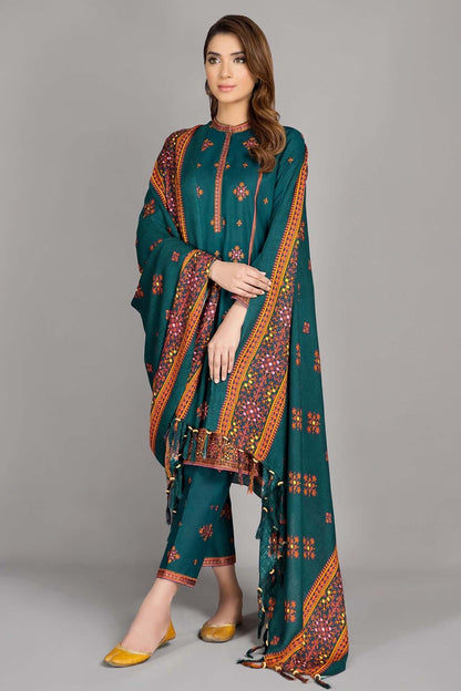 3 Piece Unstitched Heavy Embroidered Lawn Suit ( Fully Embroidered Lawn Dupatta ) - Motif