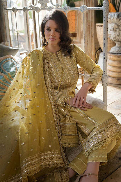 3 Piece Unstitched Heavy Embroidered Lawn Suit ( Full Embroidered Organza Dupatta ) - Motif