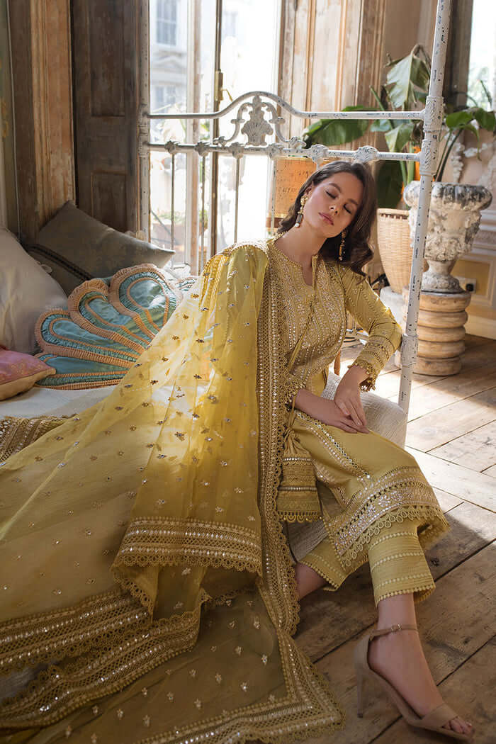 3 Piece Unstitched Heavy Embroidered Lawn Suit ( Full Embroidered Organza Dupatta ) - Motif
