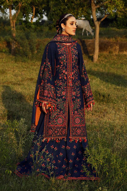 3 Piece Unstitched Heavy Embroidered Dhanak Suit ( Four Sided Embroidered Dhanak Shawl ) - Motif