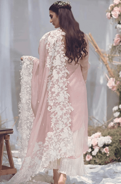 3 Piece Unstitched Heavy Embroidered Lawn Suit ( Full Embroidered Organza Dupatta ) - Motif