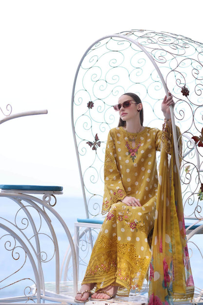3 Piece Unstitched Embroidered Lawn Suit ( Printed Monaar Zari Dupatta ) - Motif