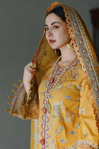 Unstitched 3 Piece Fully Embroidered Lawn Suit With Four Sided Embroidered Organza Dupatta