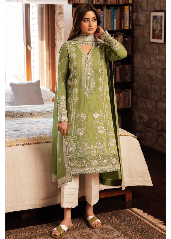 Unstitched 3 Piece Fully Embroidered Lawn Suit With Full Embroidered Lawn Dupatta