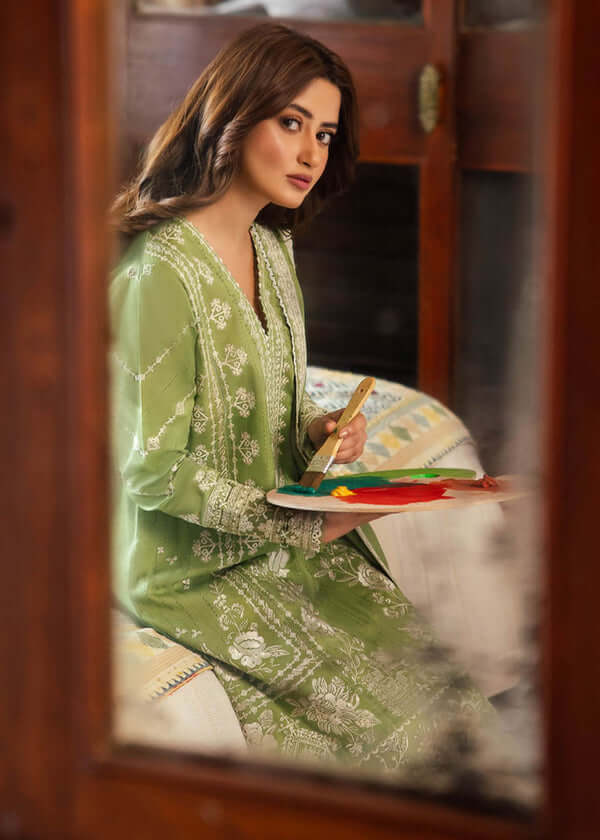 Unstitched 3 Piece Fully Embroidered Lawn Suit With Full Embroidered Lawn Dupatta