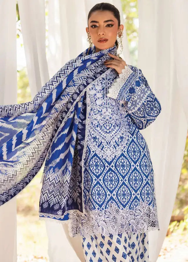 Printed 3 Piece and Embroidered Lawn Dress With Lawn dupatta