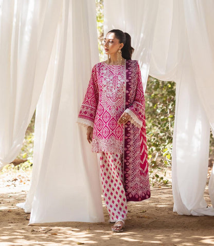 Printed 3 Piece and Embroidered Lawn Dress With Lawn dupatta