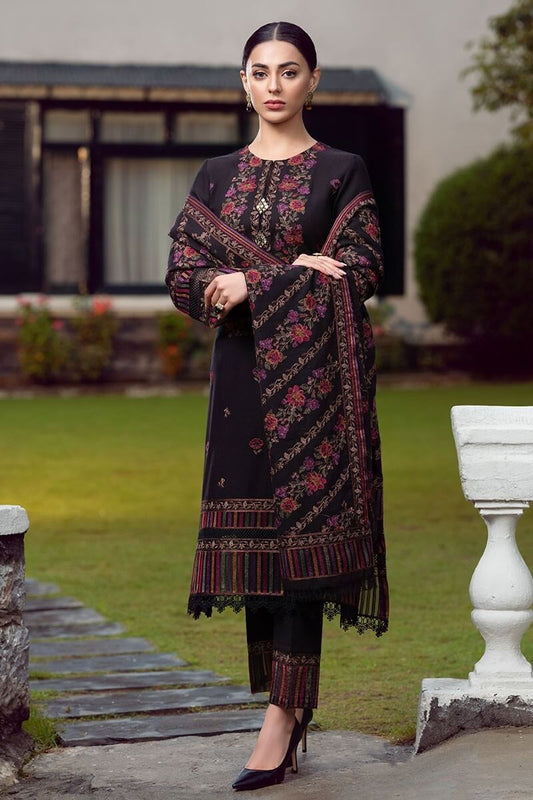 3 Piece Unstitched Heavy Embroidered Dhanak Suit (Embroidered Dhanak Shawl) - Motif