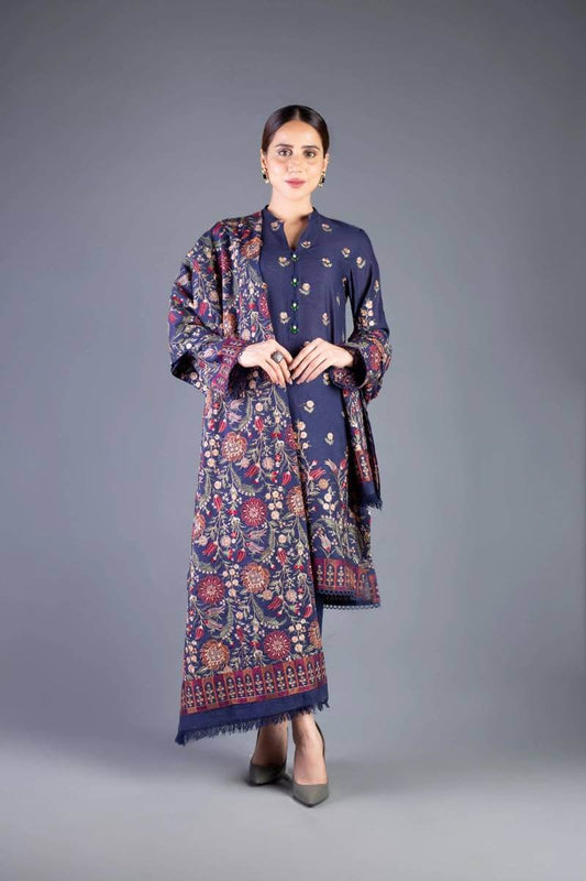 3 Piece Unstitched Heavy Embroidered Dhanak Suit ( Heavy Embroidered Dhanak Shawl ) - Motif
