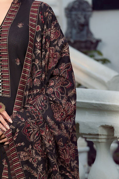 3 Piece Unstitched Heavy Embroidered Dhanak Suit (Embroidered Dhanak Dupatta) - Motif
