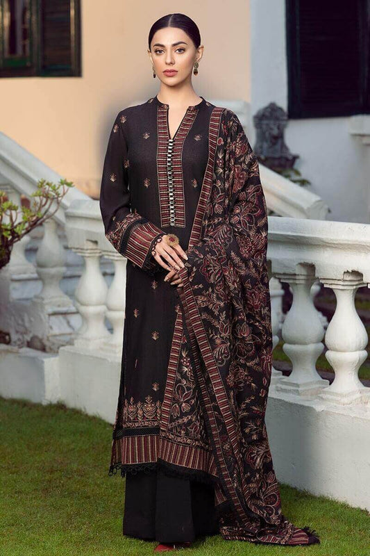 3 Piece Unstitched Heavy Embroidered Dhanak Suit (Embroidered Dhanak Dupatta) - Motif