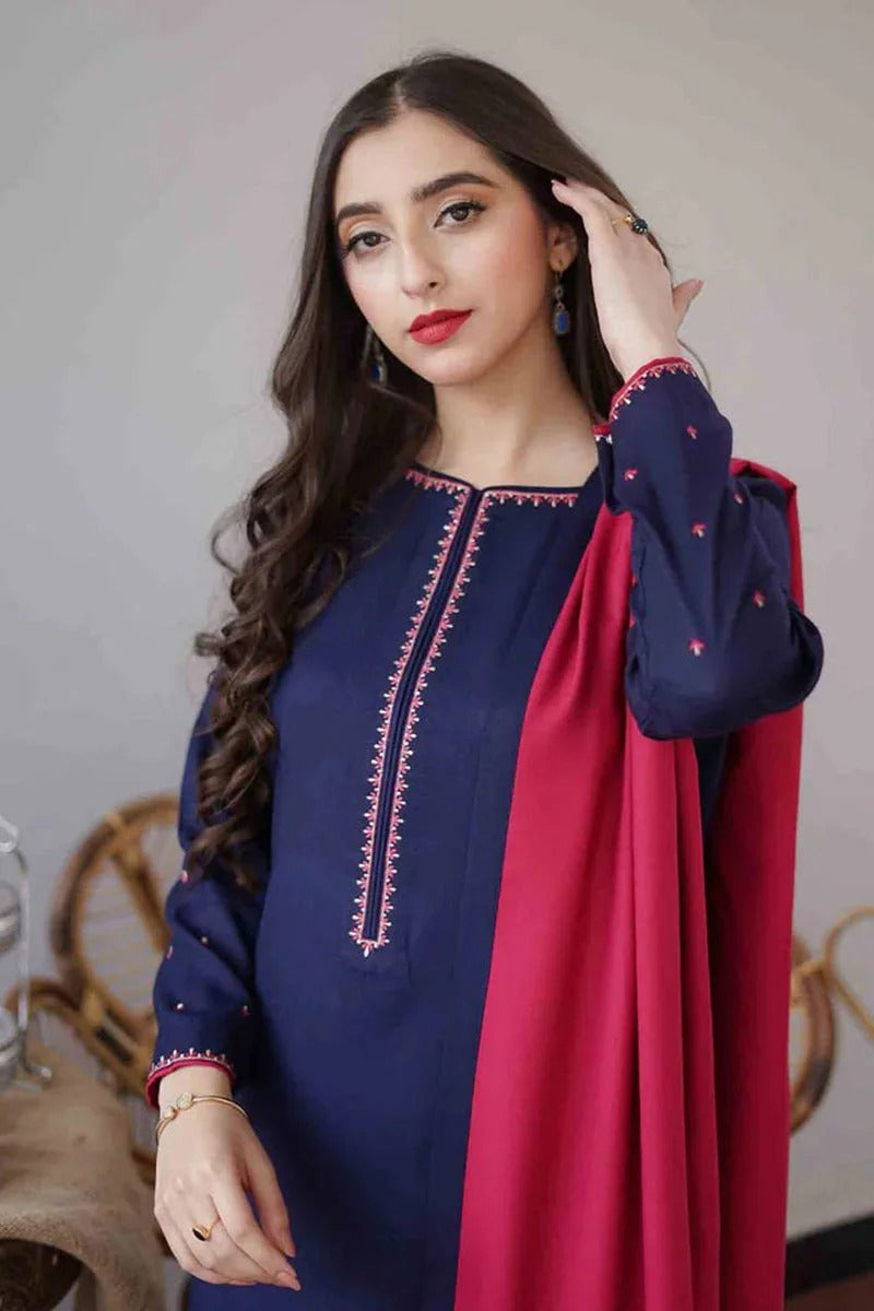 3 pc dhanak unstitched suit by motif