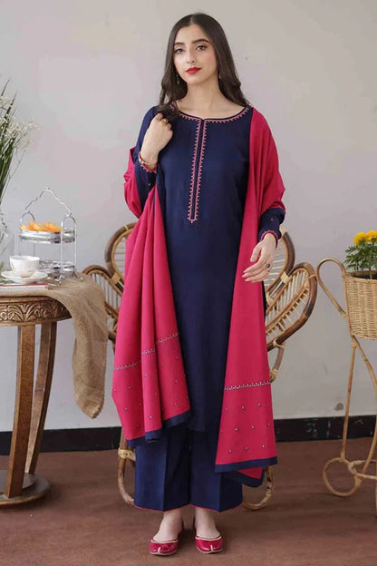 3 pc dhanak unstitched suit by motif