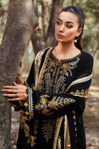 3 Piece Unstitched Heavy Embroidered Dhanak Suit with wool Shawl MB 7OO - Motif
