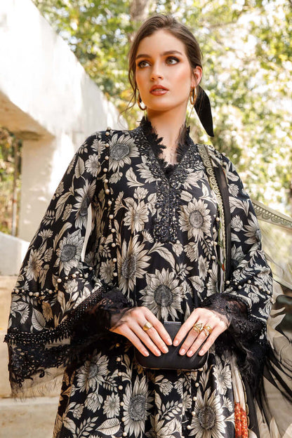 3 Piece Unstitched Embroidered Lawn Suit ( Digital Printed Bamber Chiffon Dupatta ) - Motif