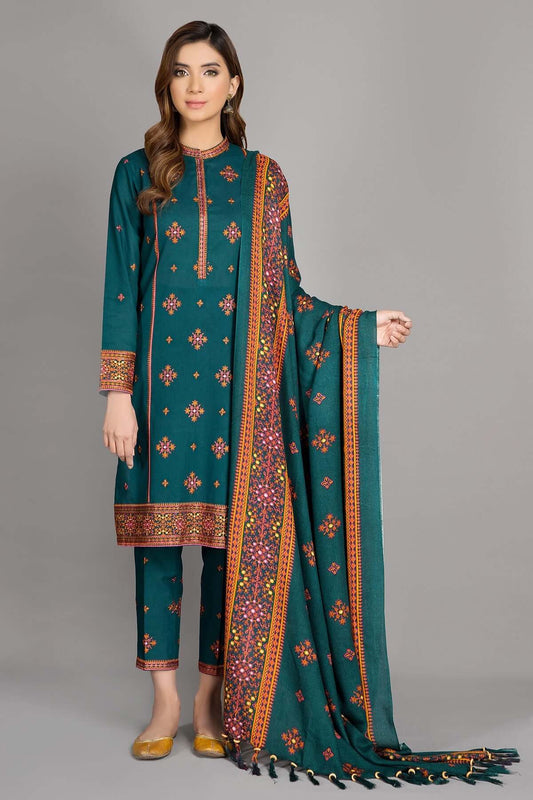 3 Piece Unstitched Heavy Embroidered Karandi Suit ( Fully Embroidered Karandi Dupatta ) - Motif
