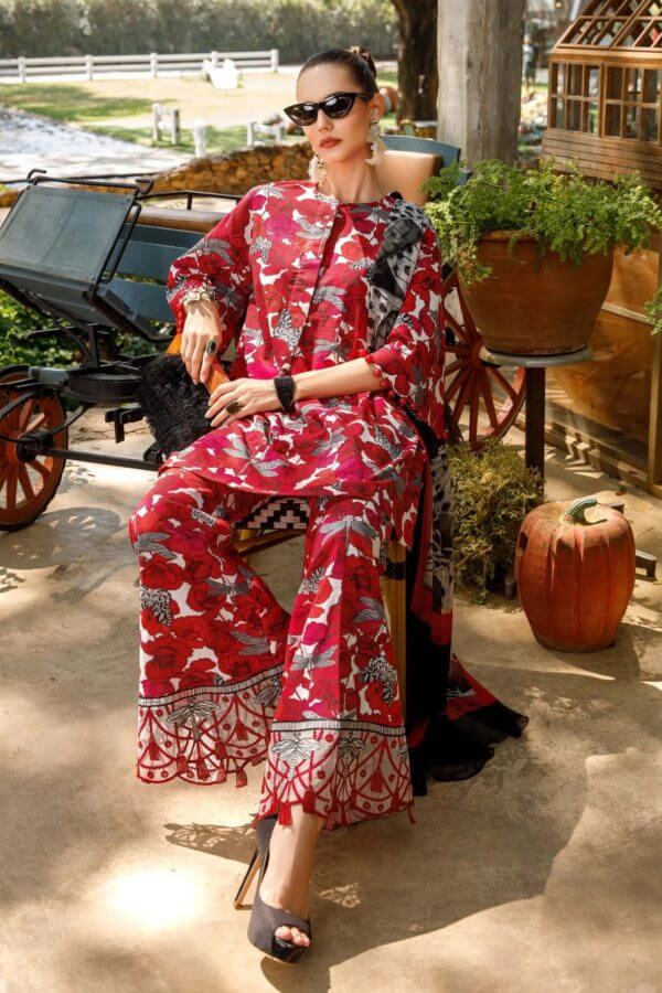 3 Piece Unstitched Embroidered Lawn Suit ( Digital Printed Bamber Chiffon Dupatta ) - Motif