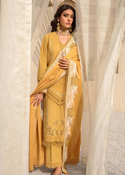 3 Piece Unstitched Heavy Embroidered Airjet Lawn Suit ( Fully Embroidered Lawn Dupatta ) - Motif