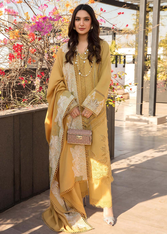 3 Piece Unstitched Heavy Embroidered Airjet Lawn Suit ( Fully Embroidered Lawn Dupatta ) - Motif